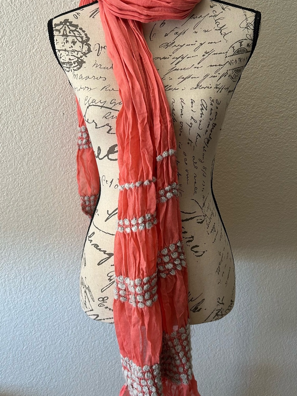 Light Coral Women's Scarf with Accents